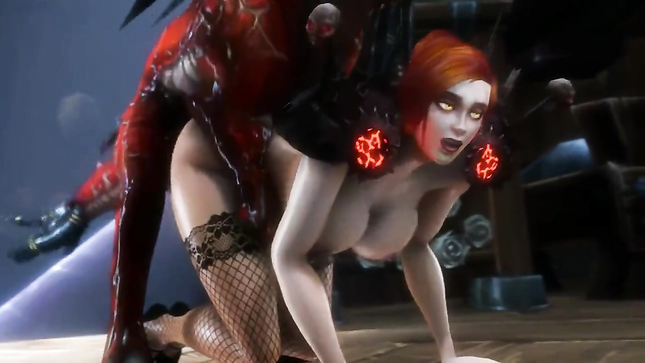 Монстр поставил рыжую сучку раком и отымел ее