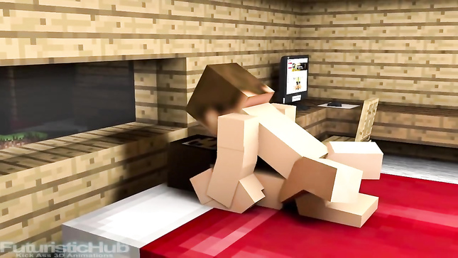 Кубический секс на кровати в Майнкрафте