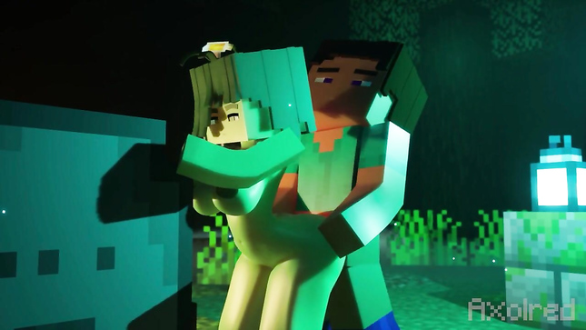 Стив трахает девушку зомби в Minecraft