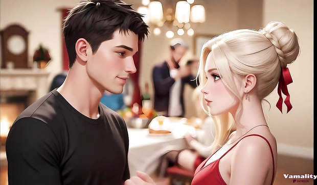 Горячая мачеха соблазнила парня за семейной трапезой